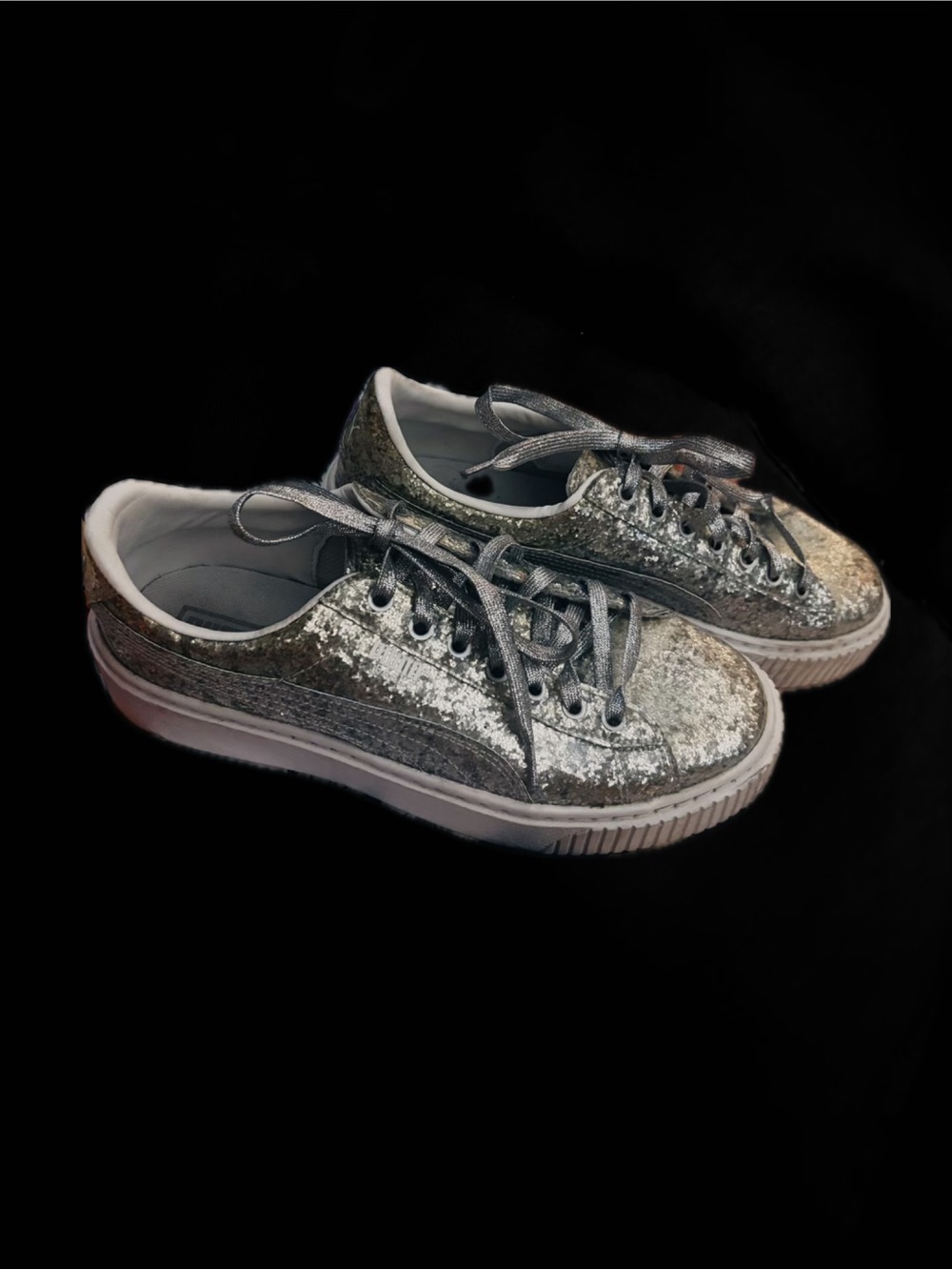 Silver Sparkly Puma - Size 8 1/2